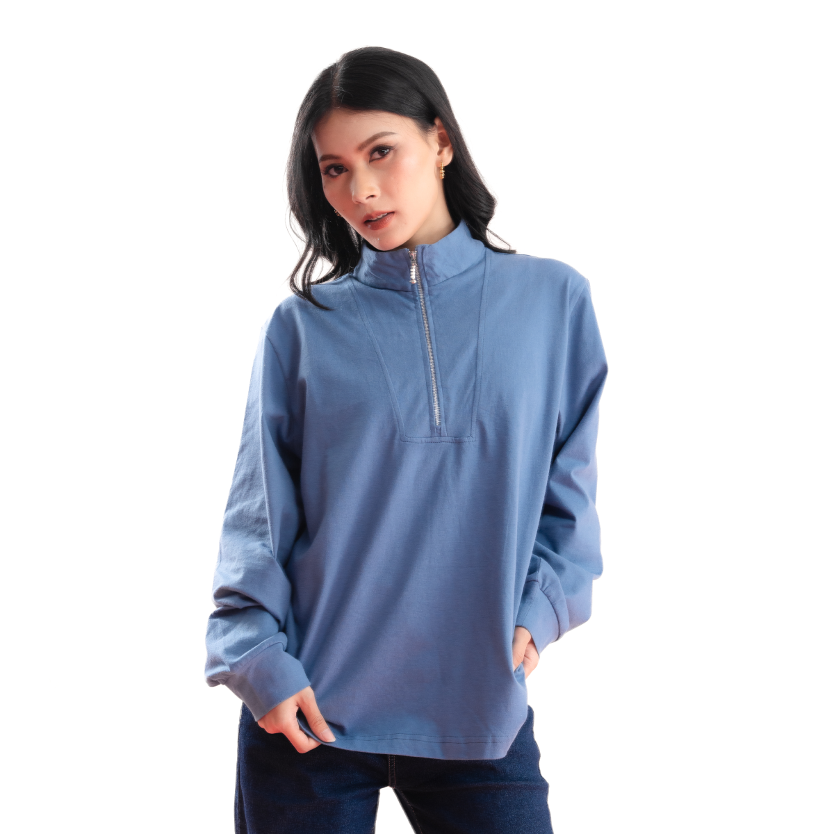 Deyn Scarf - Spill The Tee (Zipper Tee) - Denim