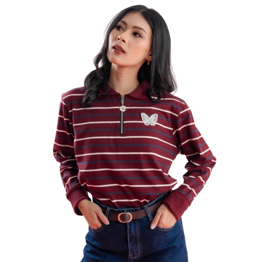 Deyn Scarf - The Everyday Stripe - Cranberry 