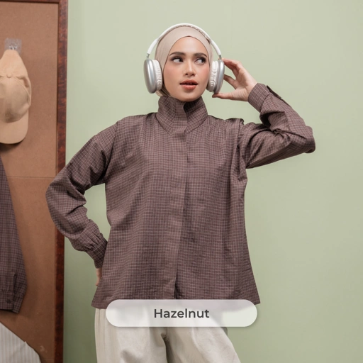 Deyn Scarf - Aiko Check Top - Hazelnut