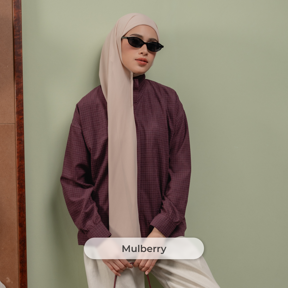 Deyn Scarf - Aiko Check Top - Mulberry