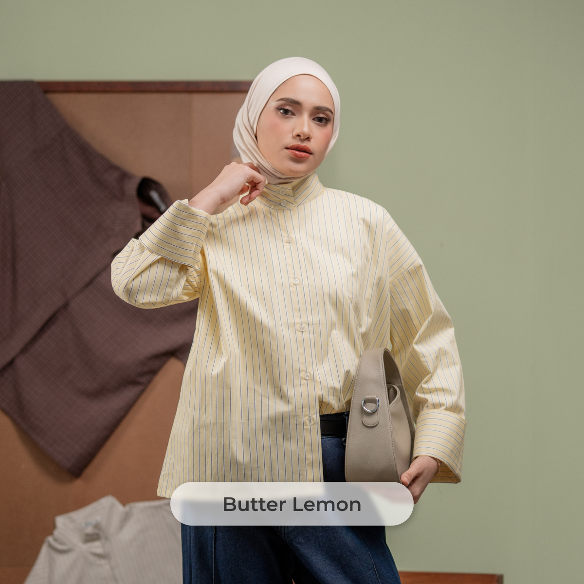 Deyn Scarf - Nayara Stripe Shirt - Butter Lemon