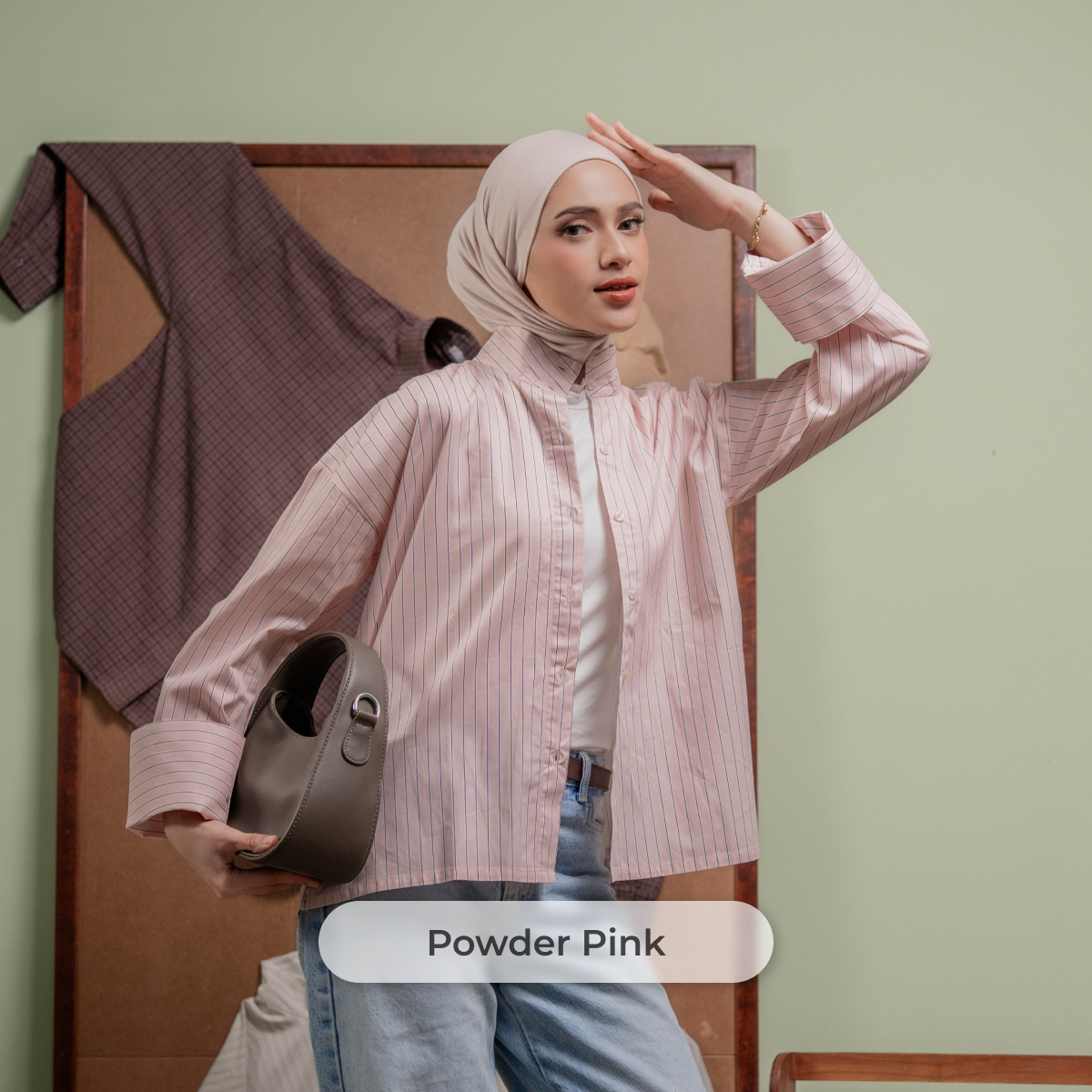 Deyn Scarf - Nayara Stripe Shirt - Powder Pink