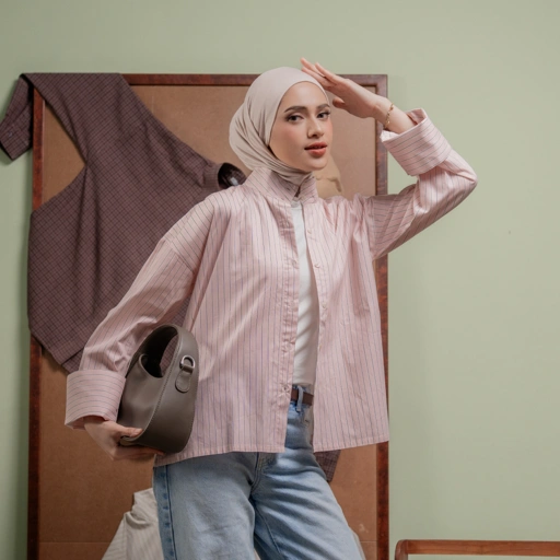 Deyn Scarf - Nayara Stripe Shirt - Powder Pink