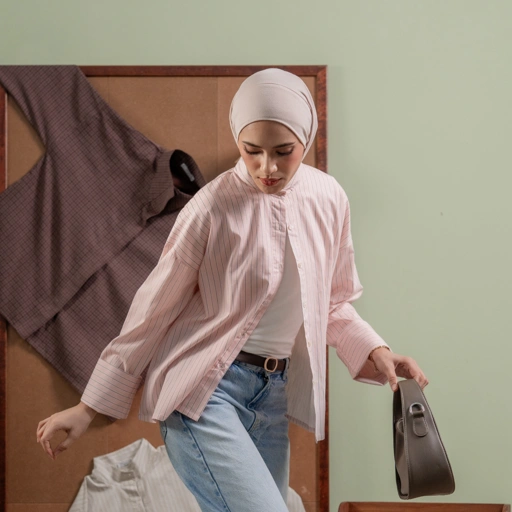 Deyn Scarf - Nayara Stripe Shirt - Powder Pink