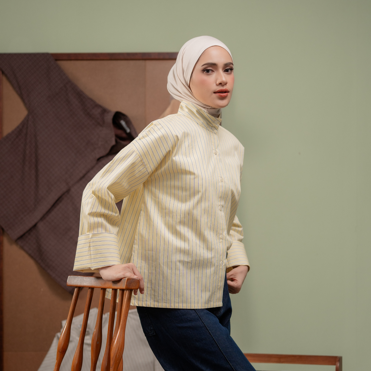 Deyn Scarf - Nayara Stripe Shirt - Butter Lemon