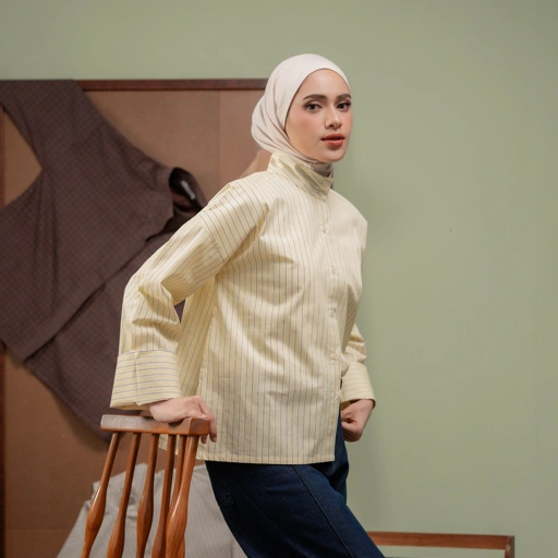 Deyn Scarf - Nayara Stripe Shirt - Butter Lemon
