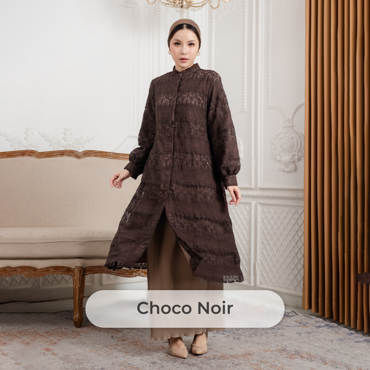 Deyn Scarf - Aurelie Long Tunic - Choco Noir