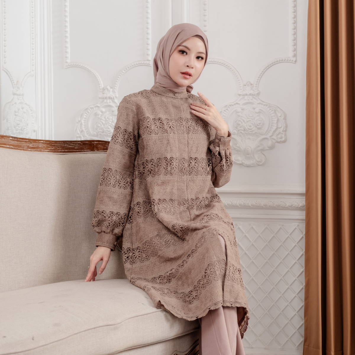 Deyn Scarf - Aurelie Long Tunic - Dessert Toffee