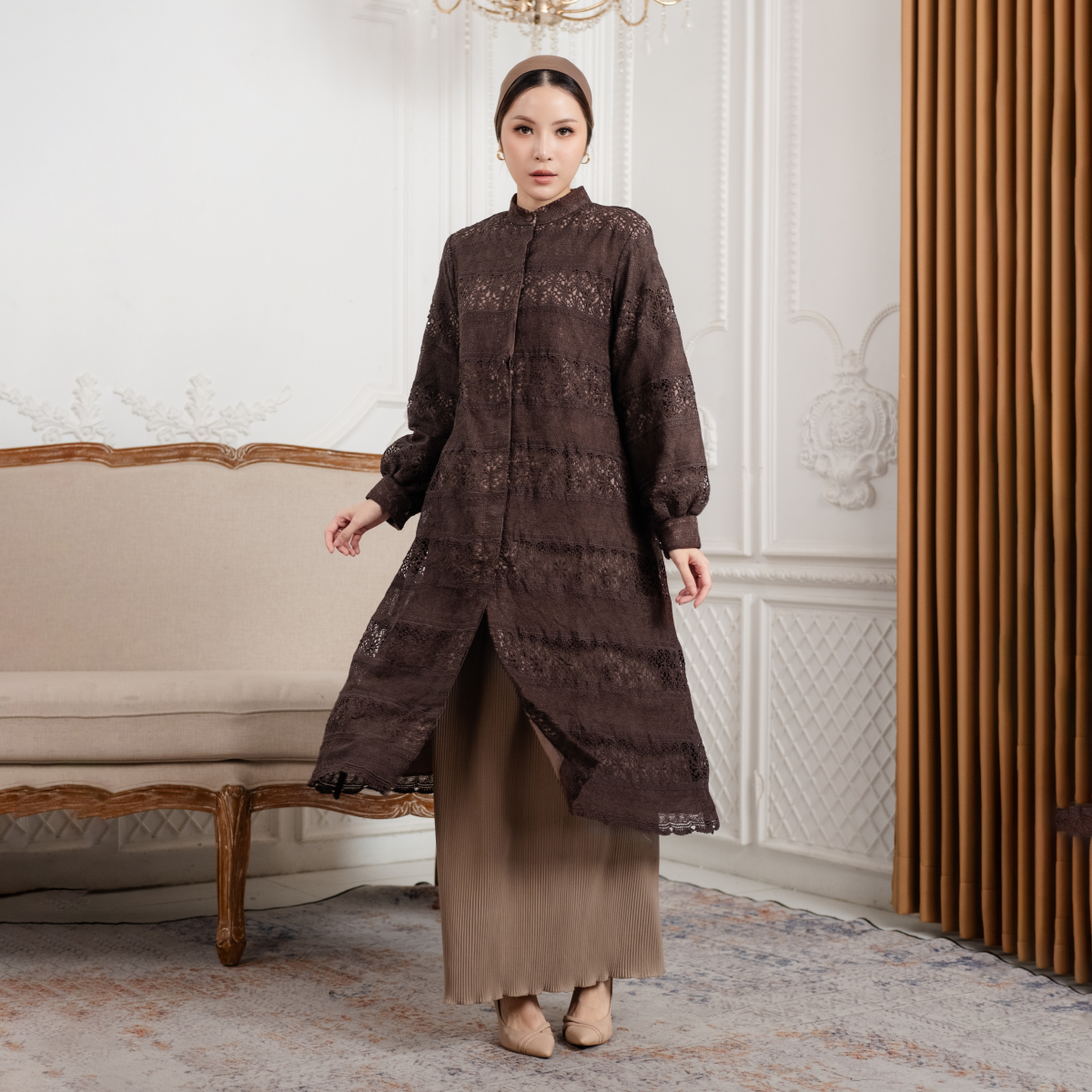 Deyn Scarf - Aurelie Long Tunic - Choco Noir