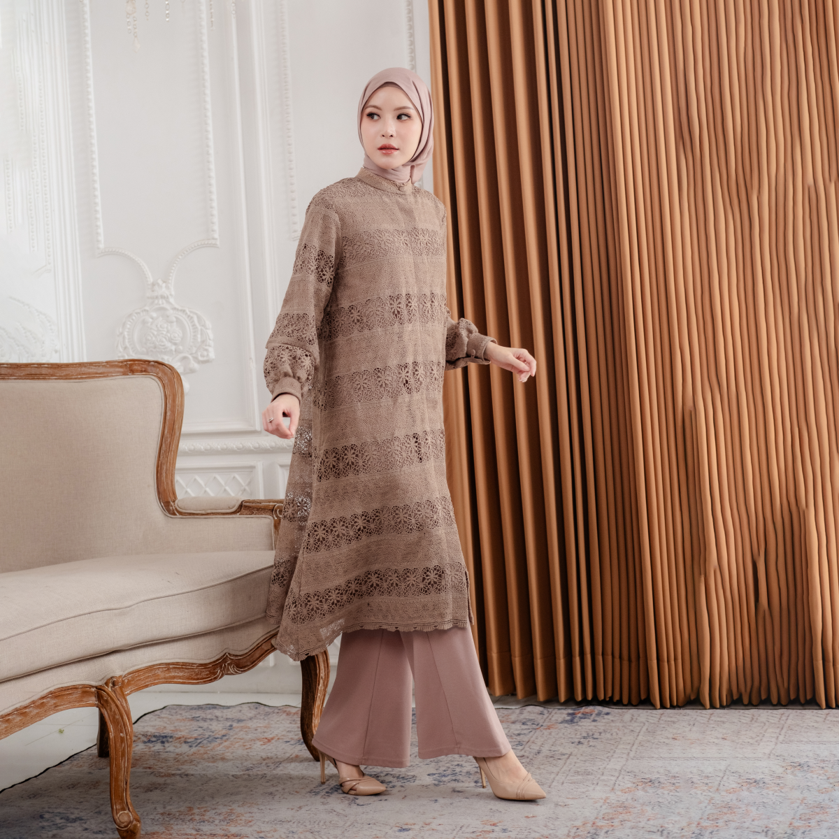 Deyn Scarf - Aurelie Long Tunic - Dessert Toffee