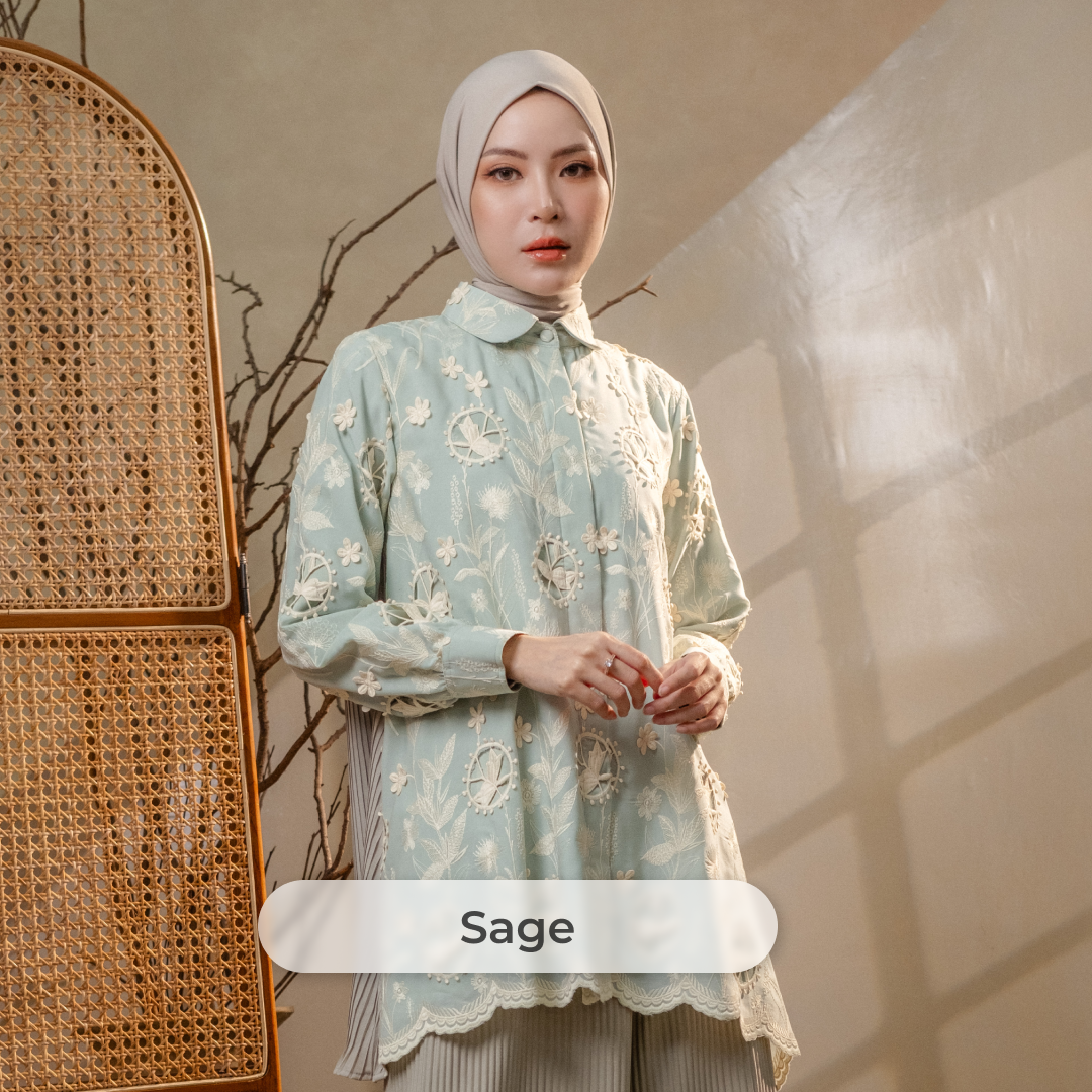 Deyn Scarf - Calla Blouse - Sage