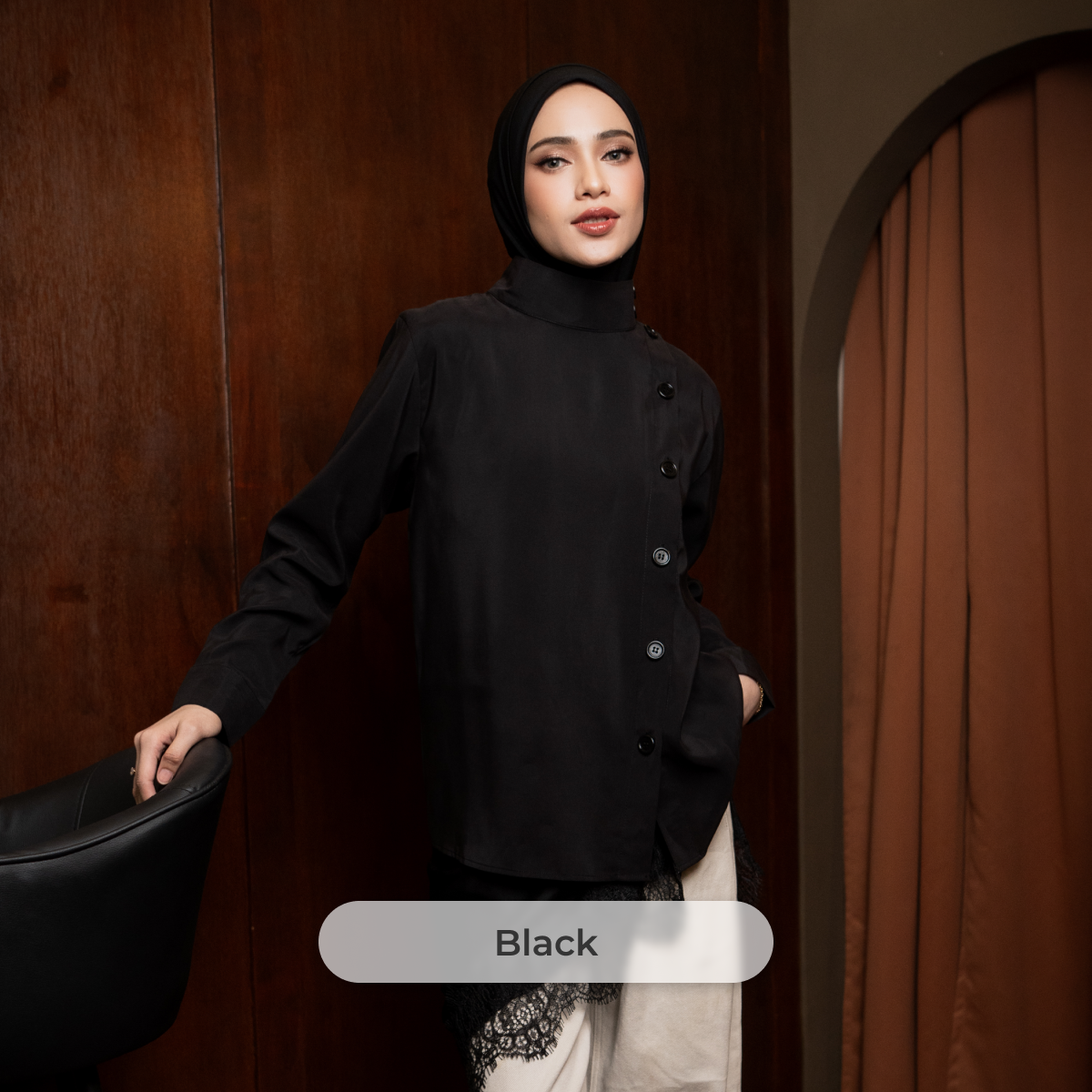DEYN SCARF - Nava High Neck Top - Black