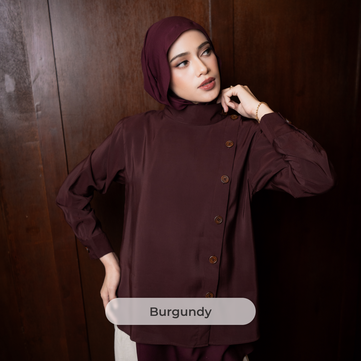 DEYN SCARF - Nava High Neck Top - Burgundy