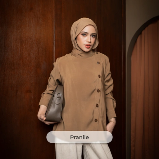Image of DEYN SCARF - Nava High Neck Top - Praline