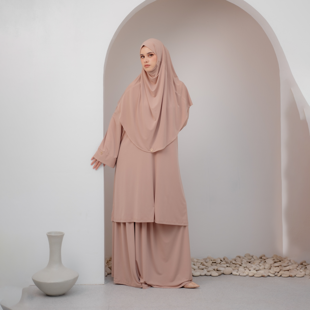 Shireen Set - One Set Jersey Syar'i - Latte