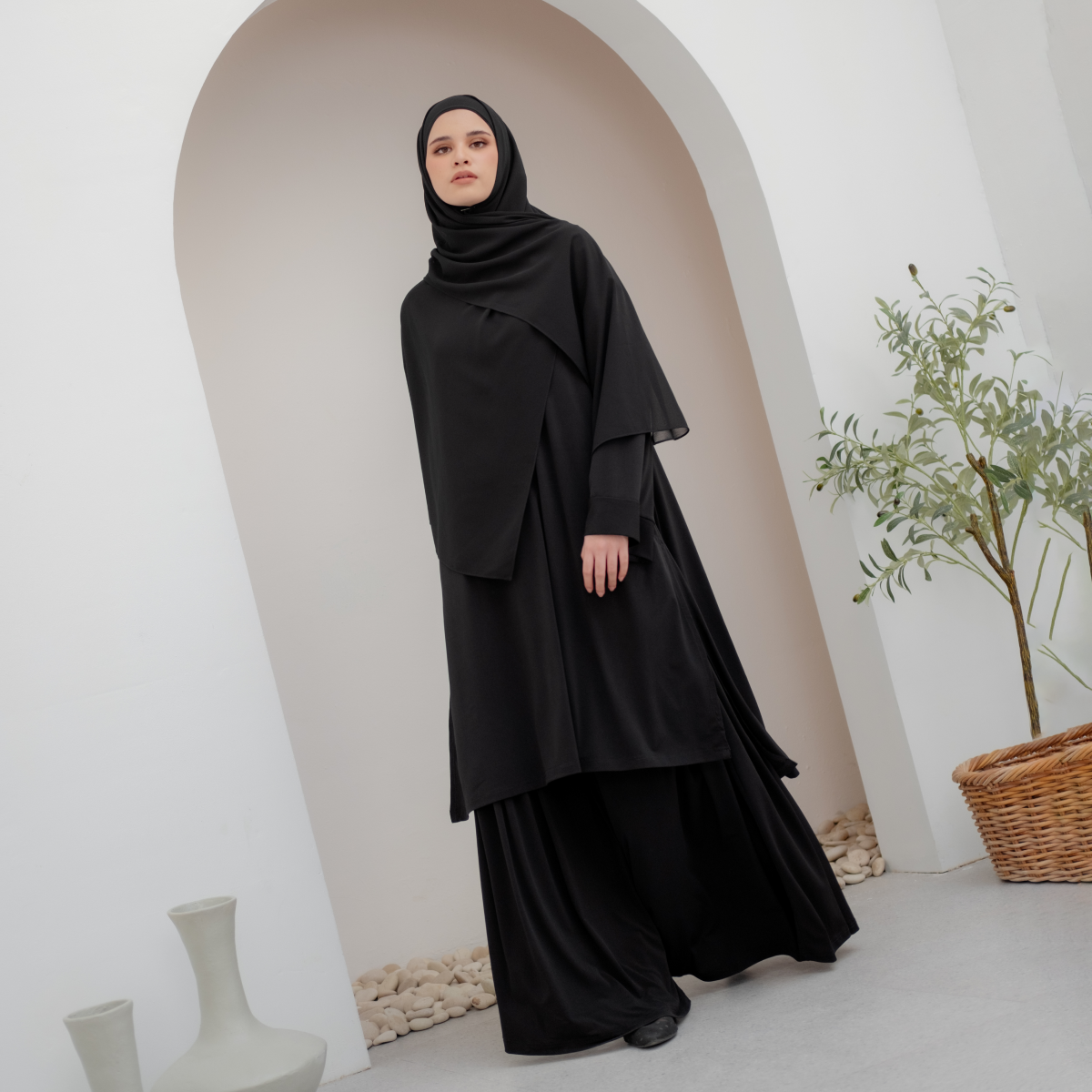 Shireen Set - One Set Jersey Syar'i - Black