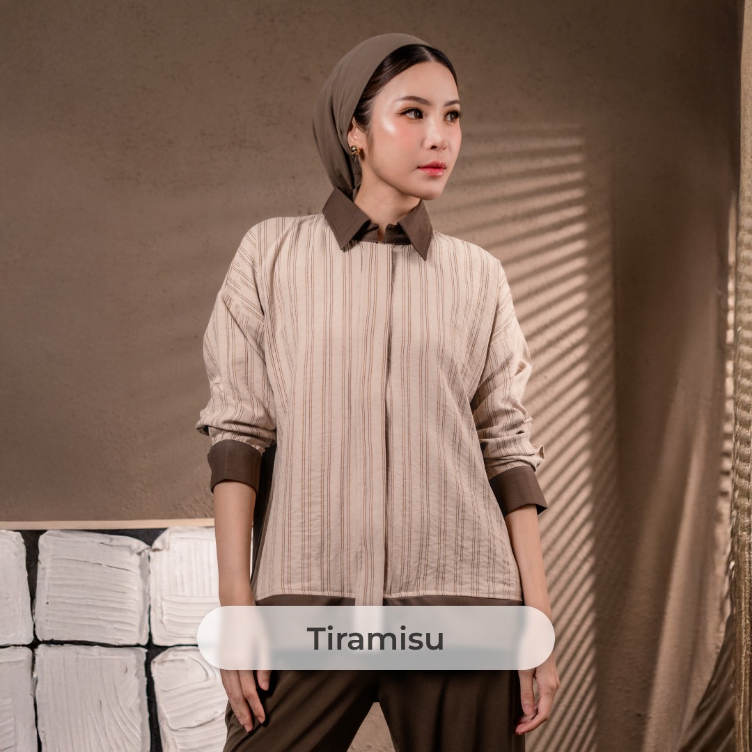 Deyn Scarf - V Stripe Shirt - Tiramisu