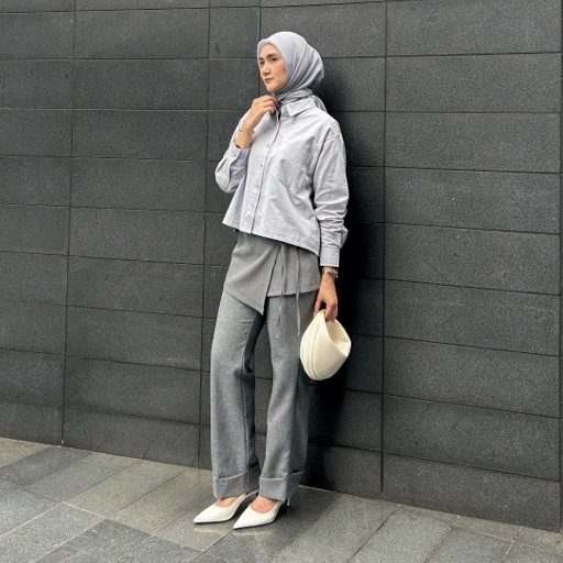 Image of Times Straight Pants With Layer Overskirt