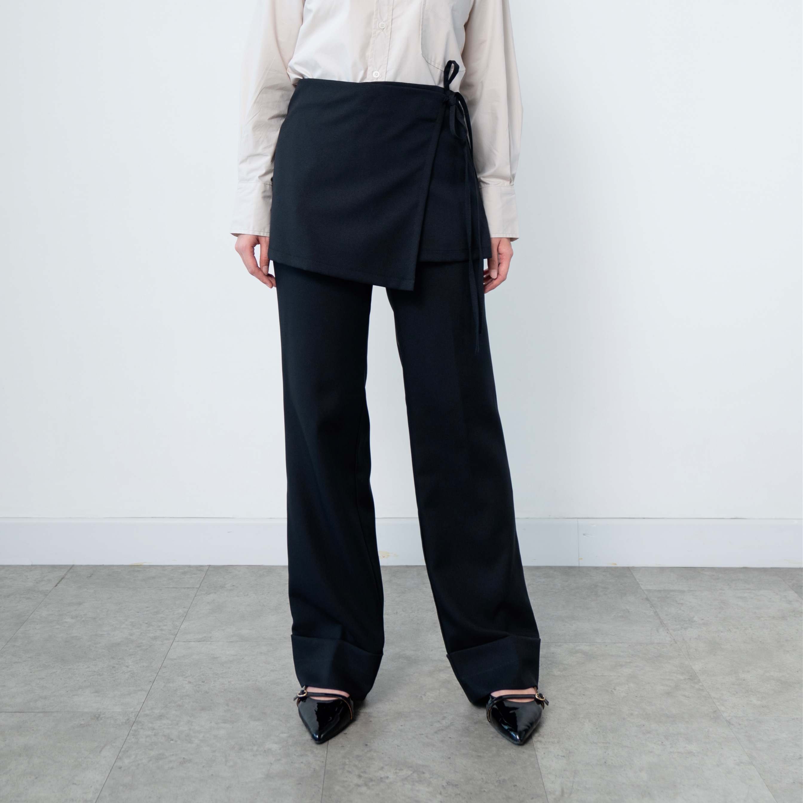 Times Straight Pants With Layer Overskirt