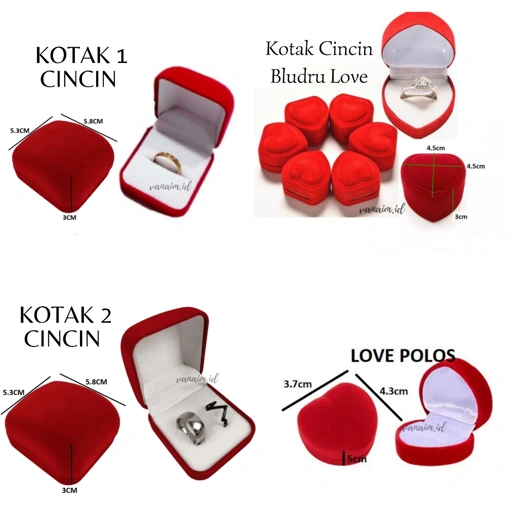 Image of Kotak Cincin | Tempat Cincin | Kotak Cincin Bludru | Tempat Cincin Bludru Motif Love Merah | Kotak Cincin Wedding | Kota
