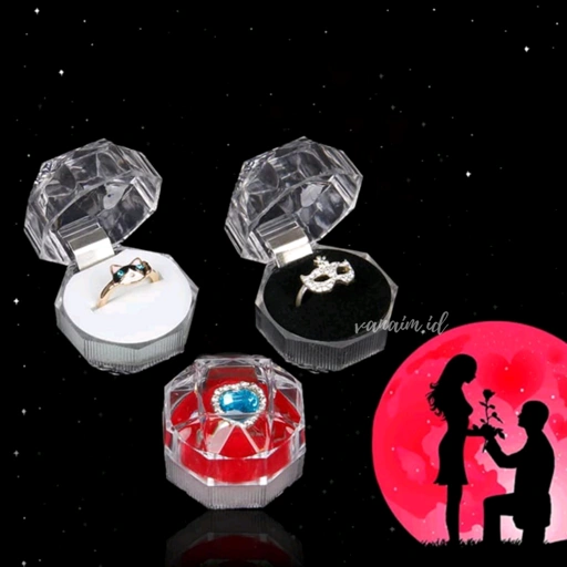 Image of Kotak Cincin | Tempat Cincin | Kotak Cincin Bludru | Tempat Cincin Bludru Motif Love Merah | Kotak Cincin Wedding | Kota