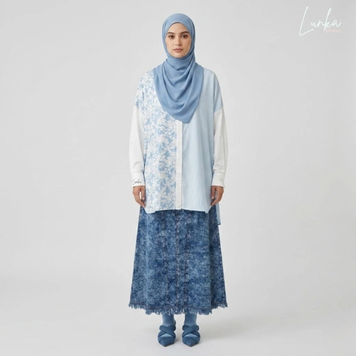 Image of LUNKA bloom - IRISH TUNIC BLUE FLOWER MEDIUM