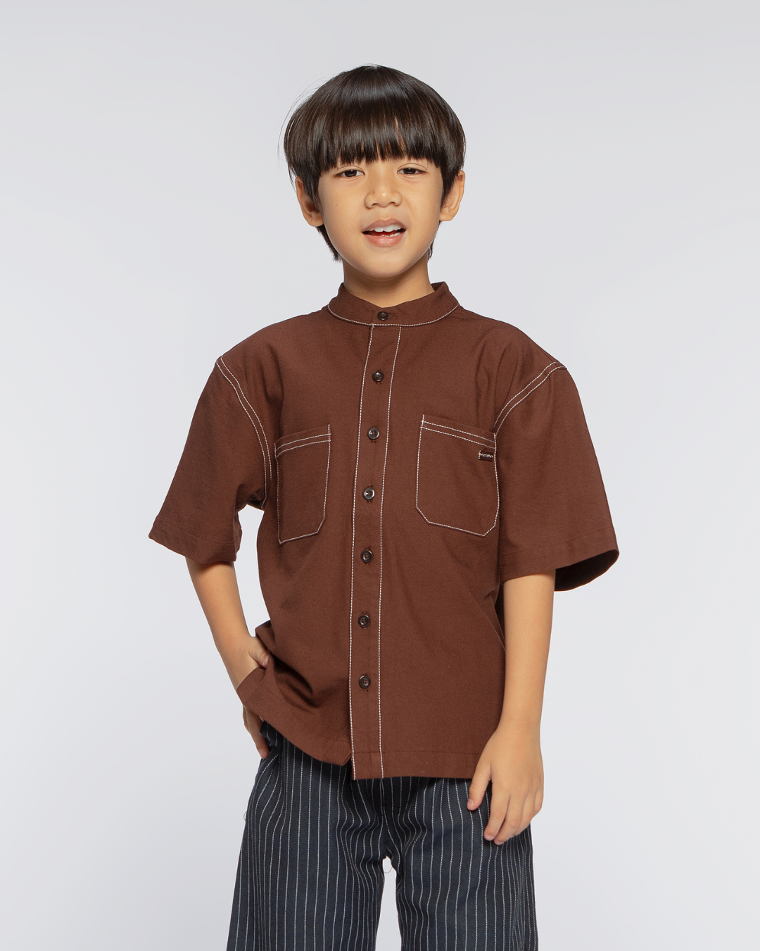 Ananta shirt Kids Dark Brown