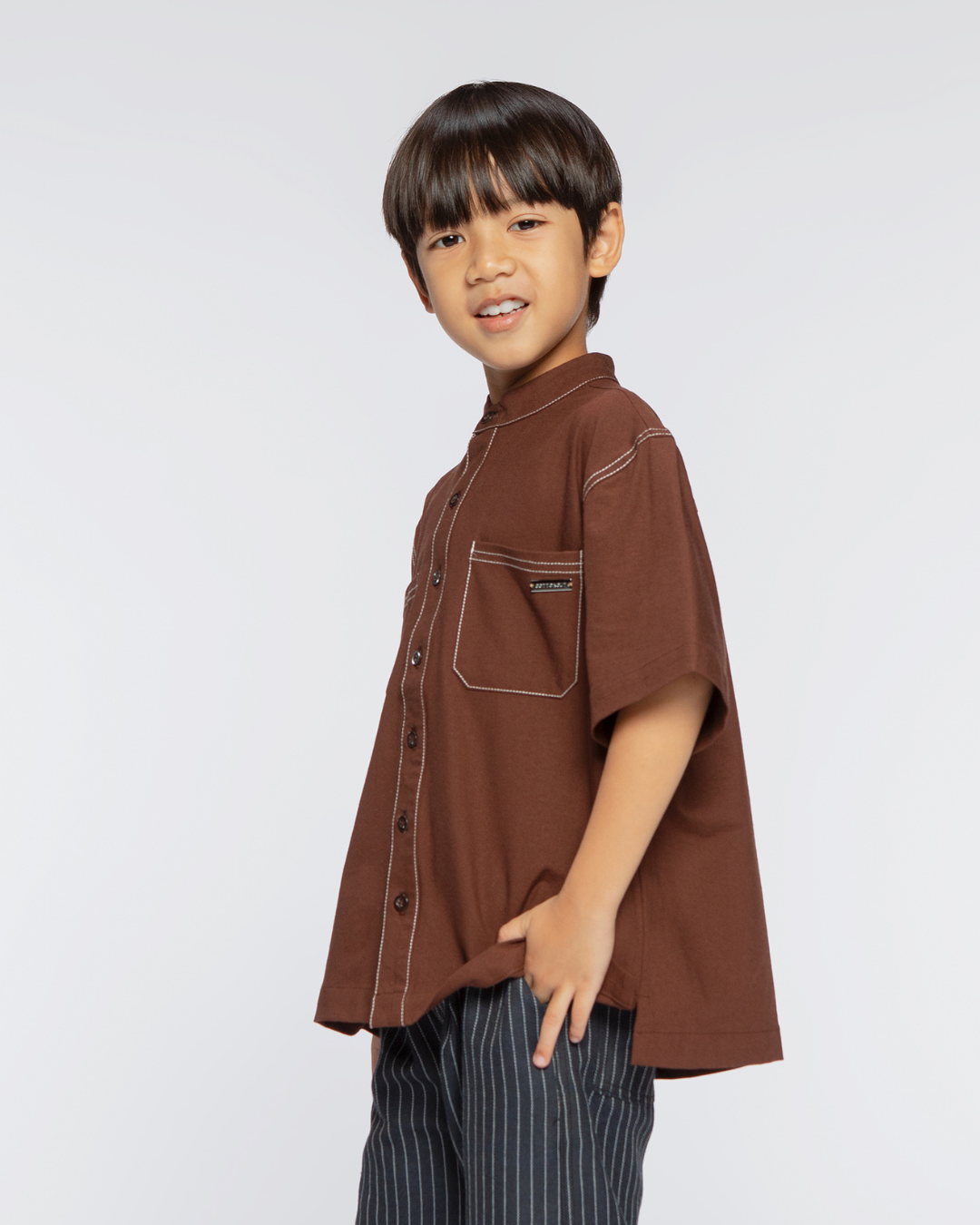 Ananta shirt Kids Dark Brown