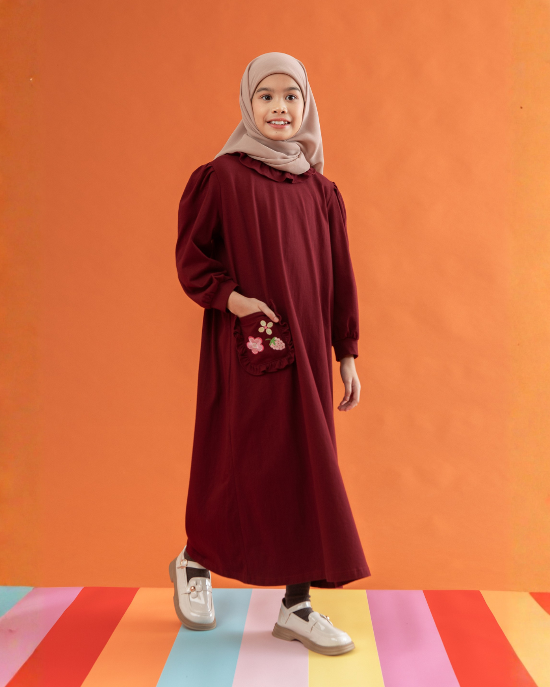 Aruya dress Kids Maroon