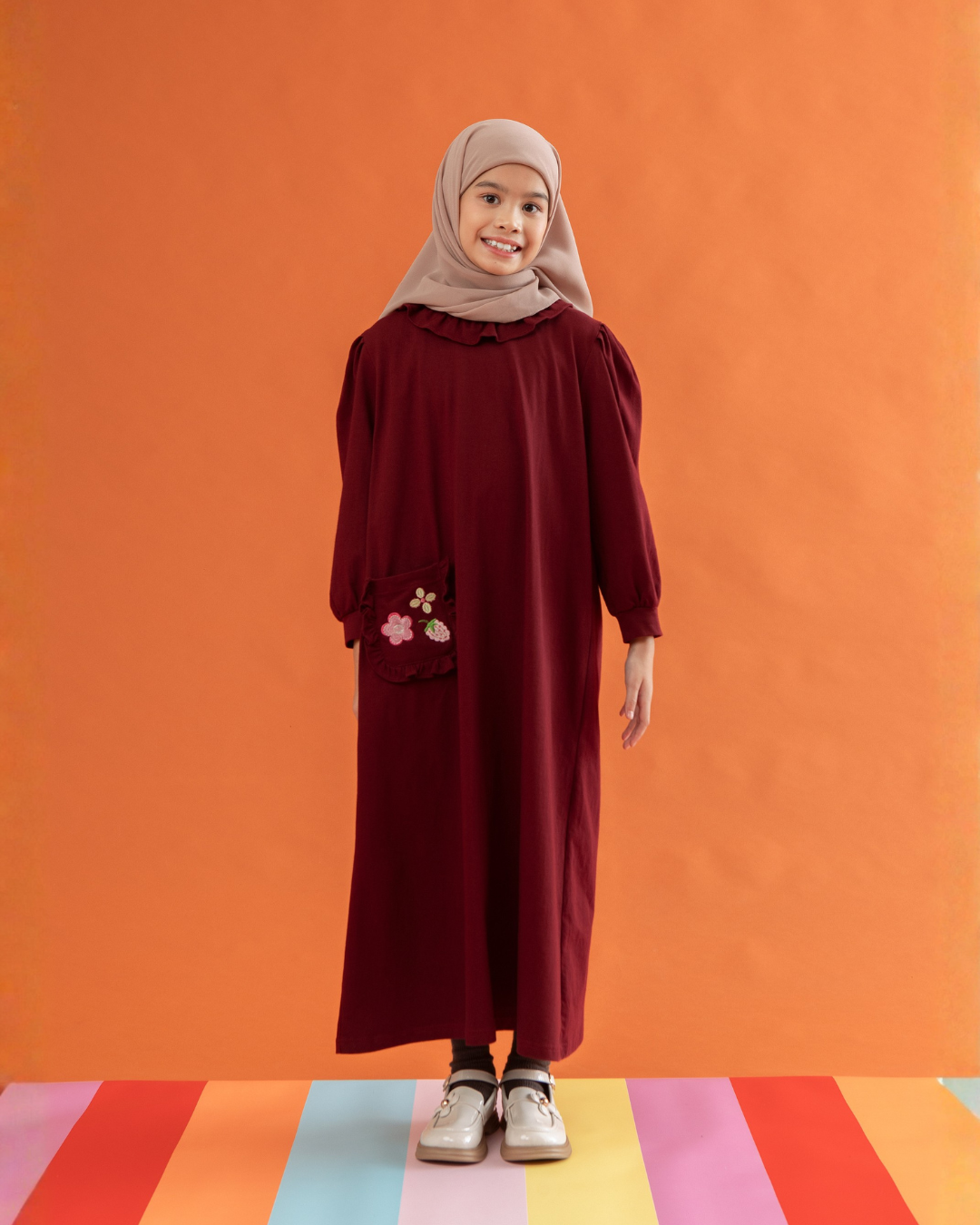 Aruya dress Kids Maroon