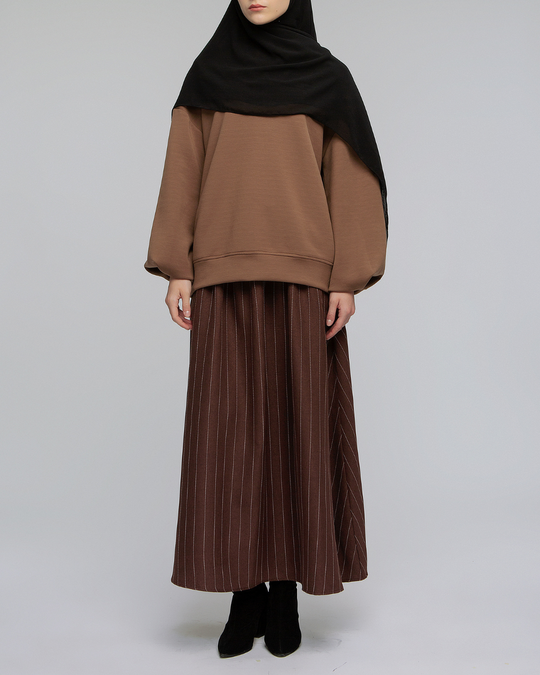 Maia Skirt Stripped (Black, Rich Brown, Cool Grey)