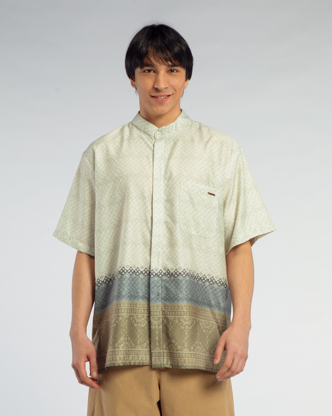 Samira shirt Dad Cream Lengan Pendek