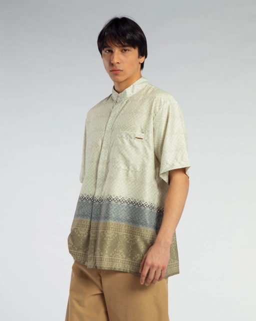 Samira shirt Dad Cream Lengan Pendek