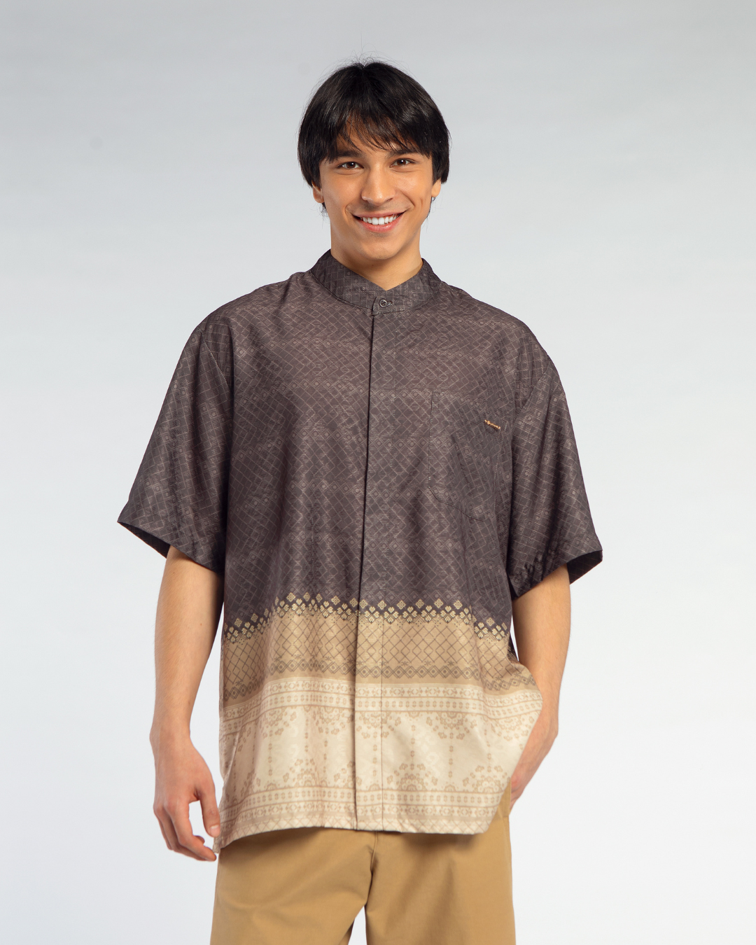 Samira shirt Dad Brown Lengan Pendek