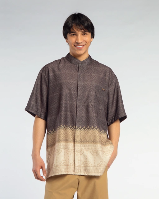 Samira shirt Dad Brown Lengan Pendek