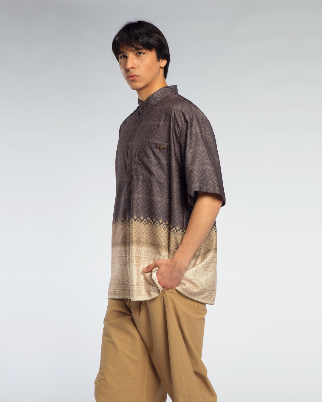 Samira shirt Dad Brown Lengan Pendek