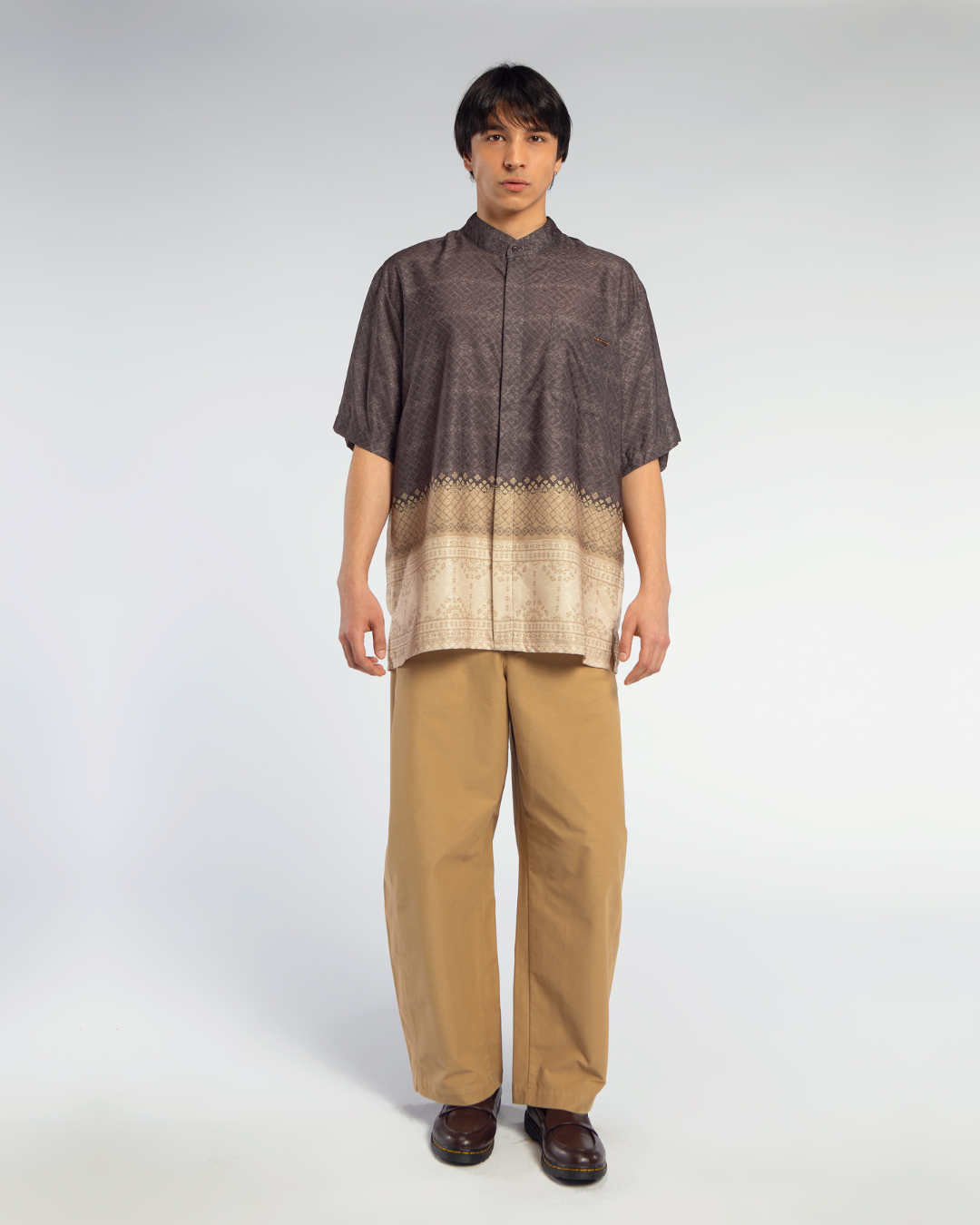 Samira shirt Dad Brown Lengan Pendek