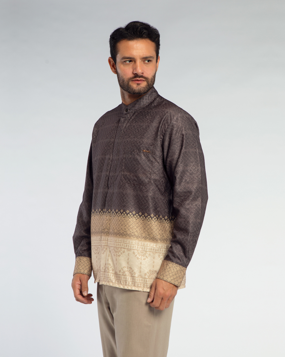 Samira shirt Dad Brown Lengan Panjang