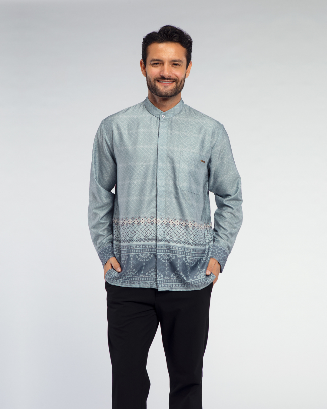 Samira shirt Dad Blue Lengan Panjang