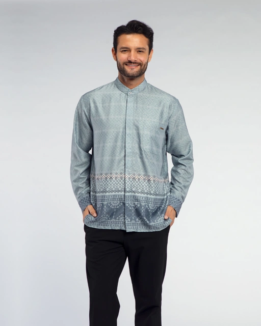 Image of Samira shirt Dad Blue Lengan Panjang