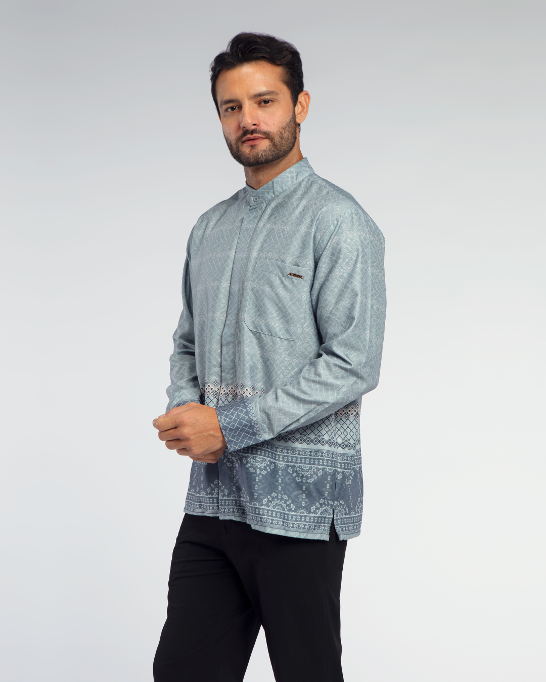 Samira shirt Dad Blue Lengan Panjang