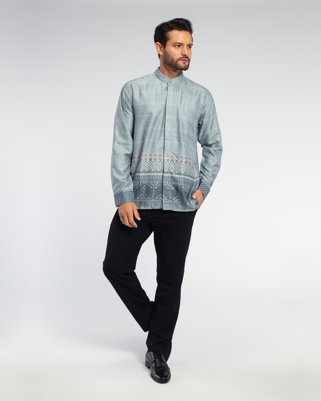 Samira shirt Dad Blue Lengan Panjang
