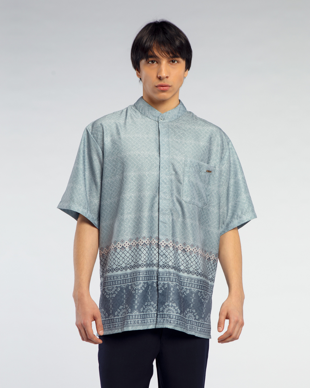Samira shirt Dad Blue Lengan Pendek