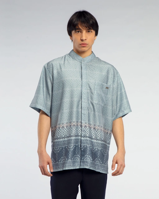 Samira shirt Dad Blue Lengan Pendek