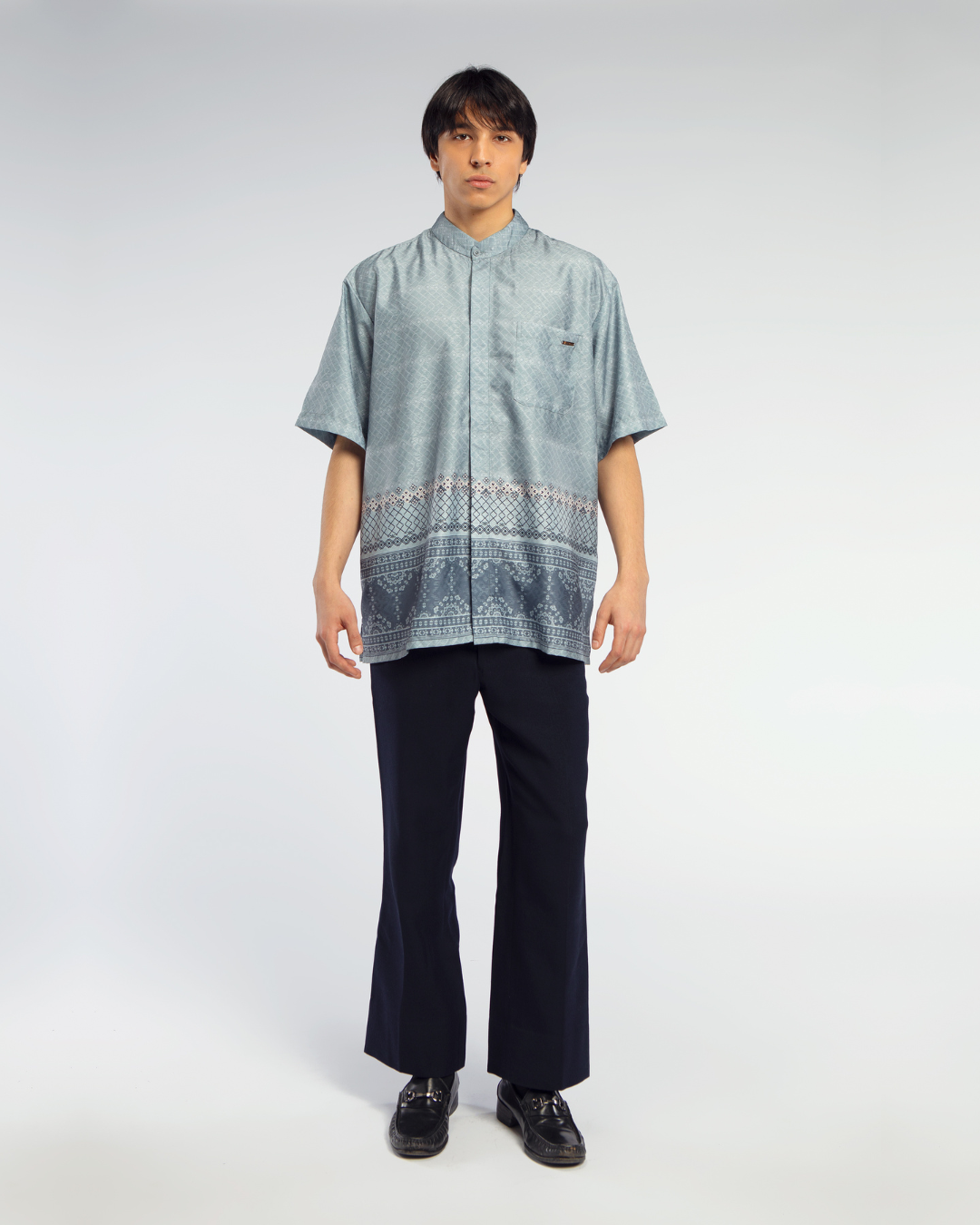 Samira shirt Dad Blue Lengan Pendek