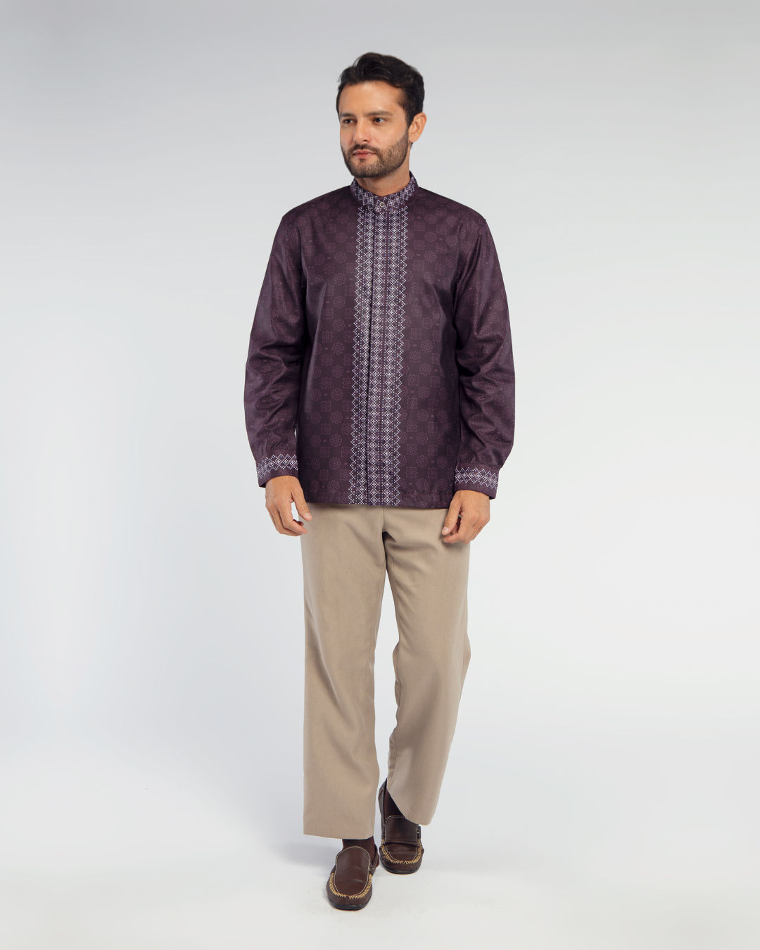 Serene shirt Dad Burgundy Lengan Panjang