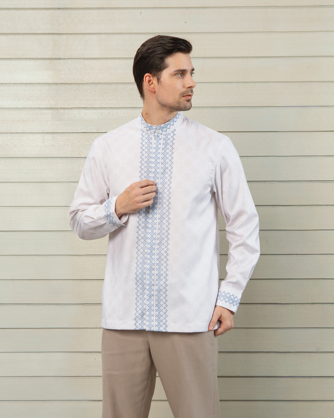 Serene shirt Dad Ivory Lengan Panjang