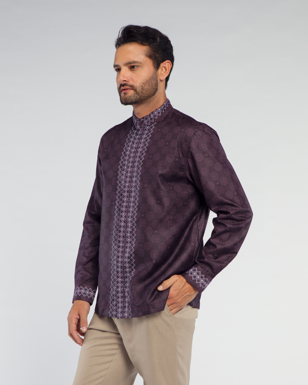 Serene shirt Dad Burgundy Lengan Panjang