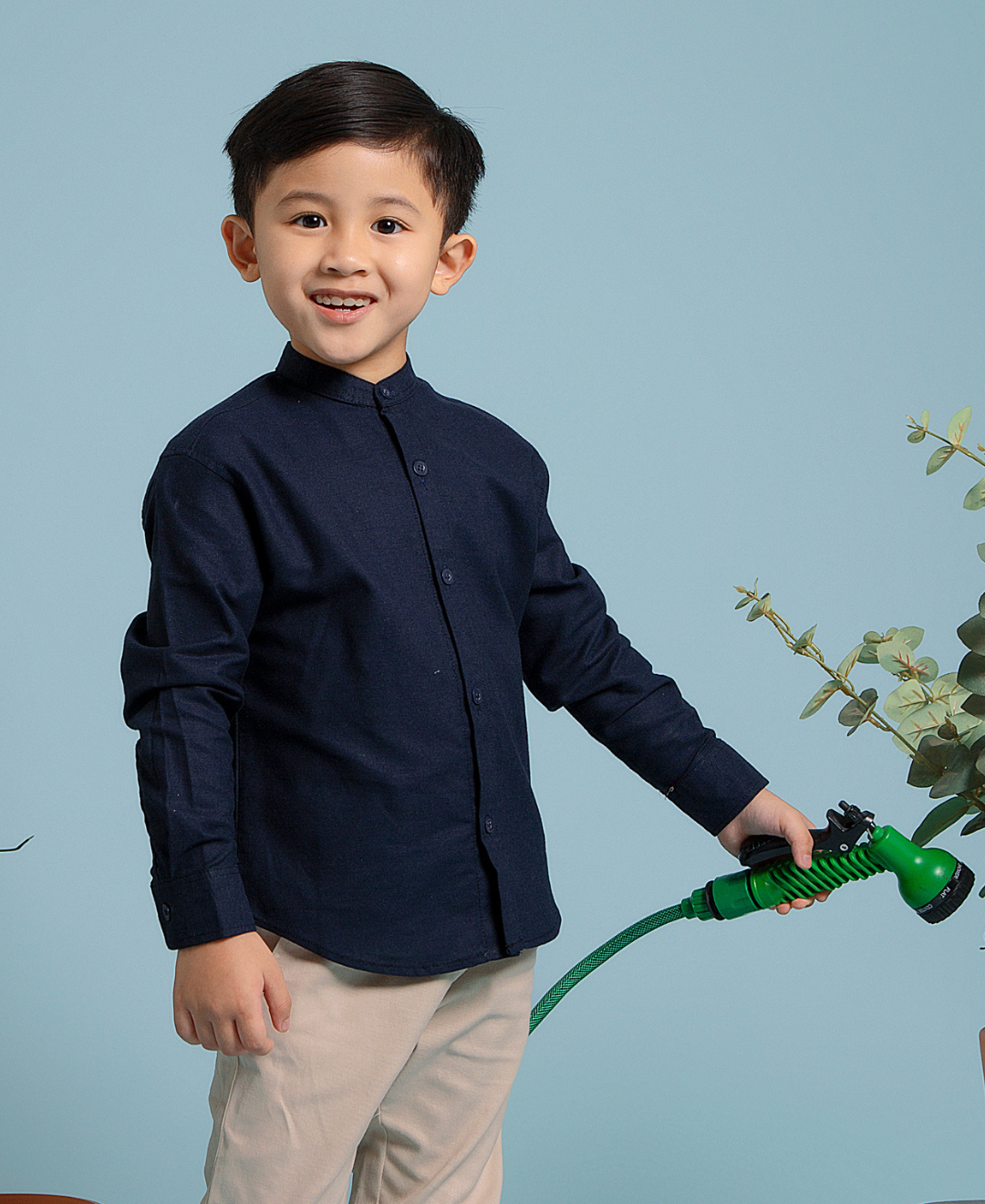 Albie Shirt Kids (Navy,Broken White,Tan)