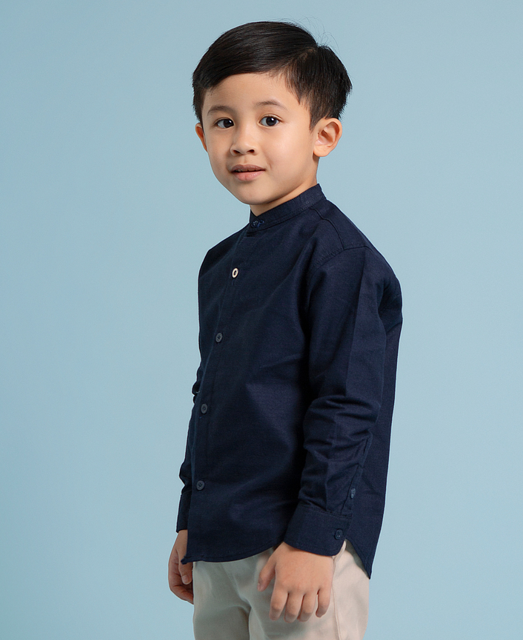 Albie Shirt Kids (Navy,Broken White,Tan)